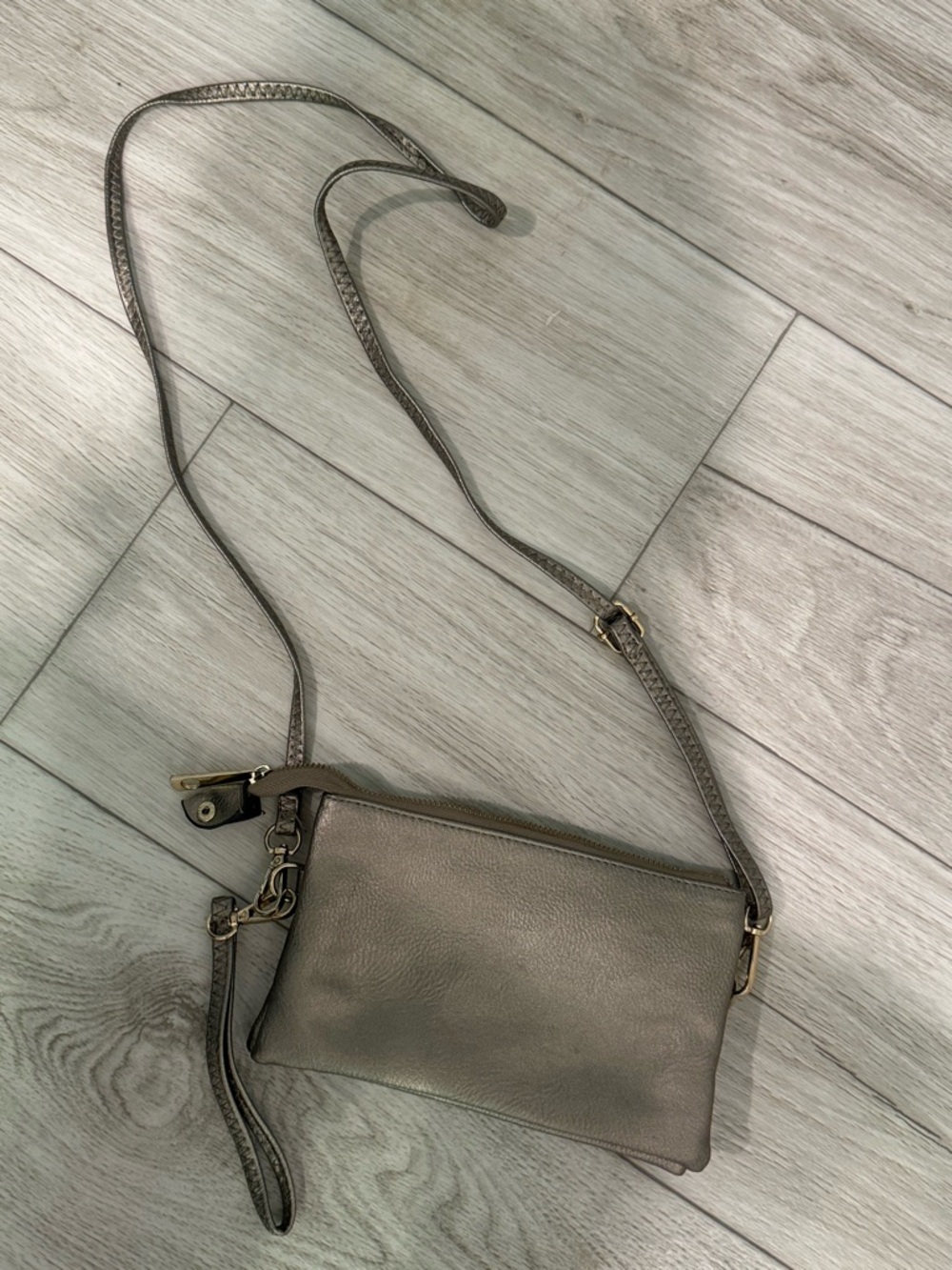 Classic Gray Crossbody Wristlet Bag - Unbranded